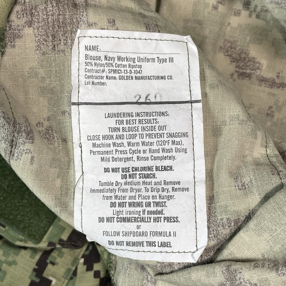 US Navy Nwu Type iii Green Digital Blouse Size Medium Long Ripstop - Picture 10 of 12
